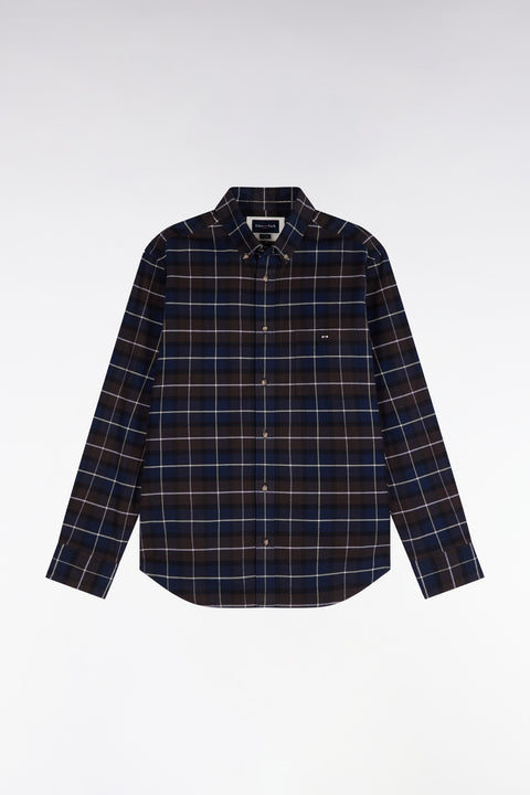 Brown Checked Cotton Flannel Straight Fit Shirt - Image 2