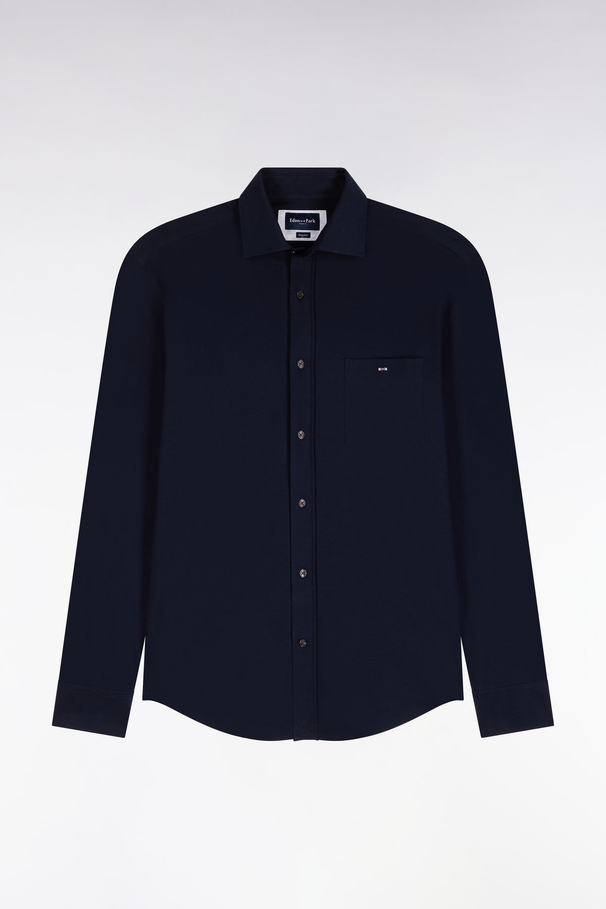 Chemise en coton stretch marine coupe droite