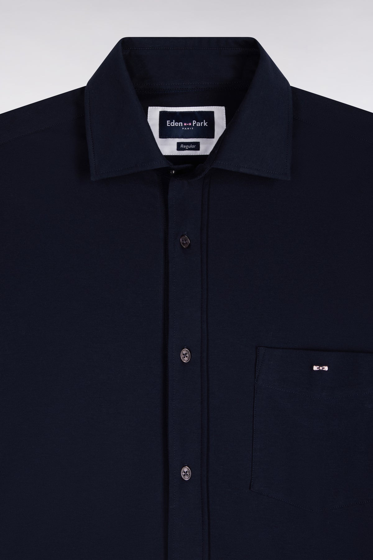 Chemise en coton stretch marine coupe droite