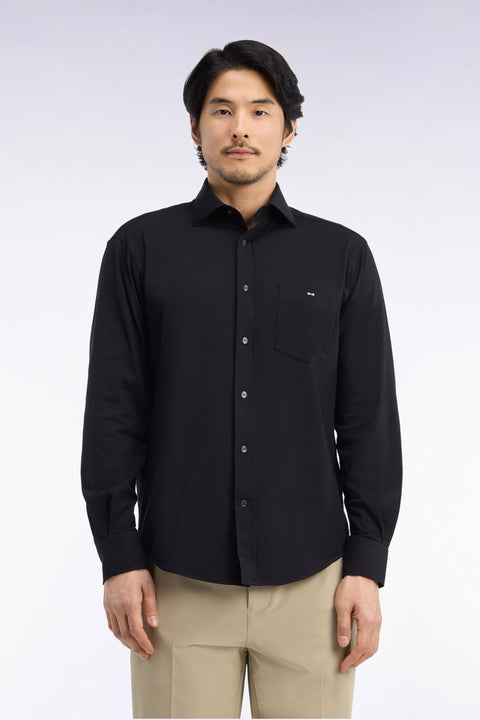 Chemise en coton stretch noir coupe droite - Image 2