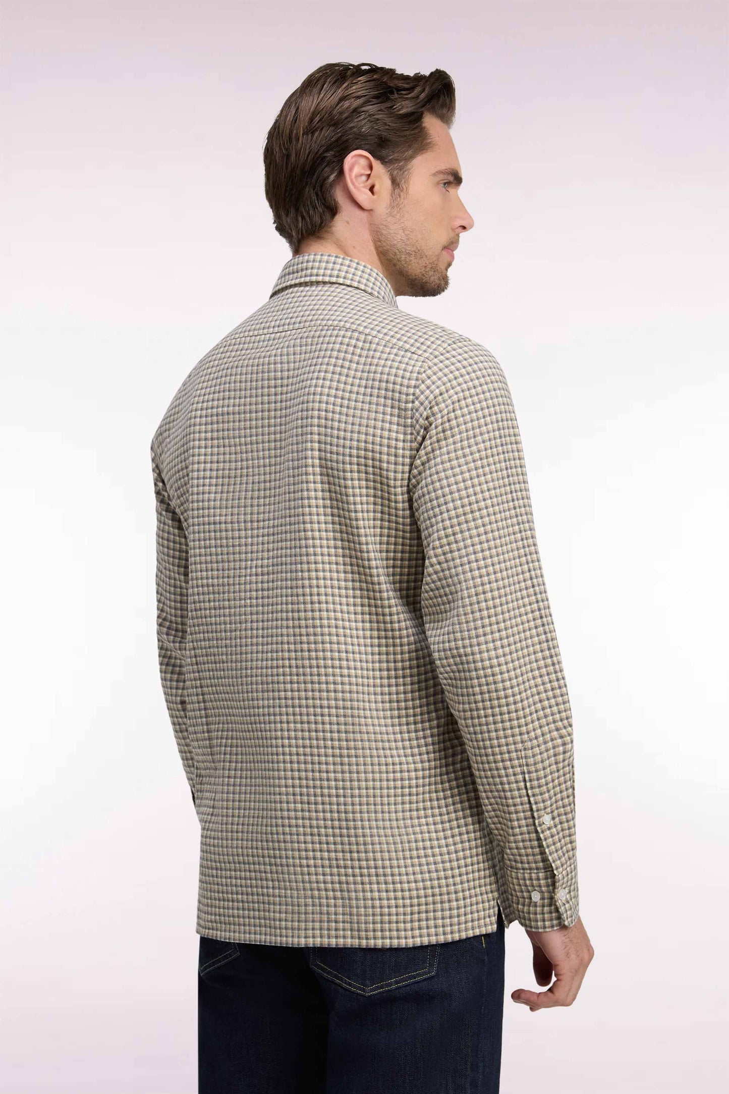 Chemise à carreaux beige
