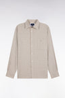 Chemise en coton à carreaux écrue coupe droite