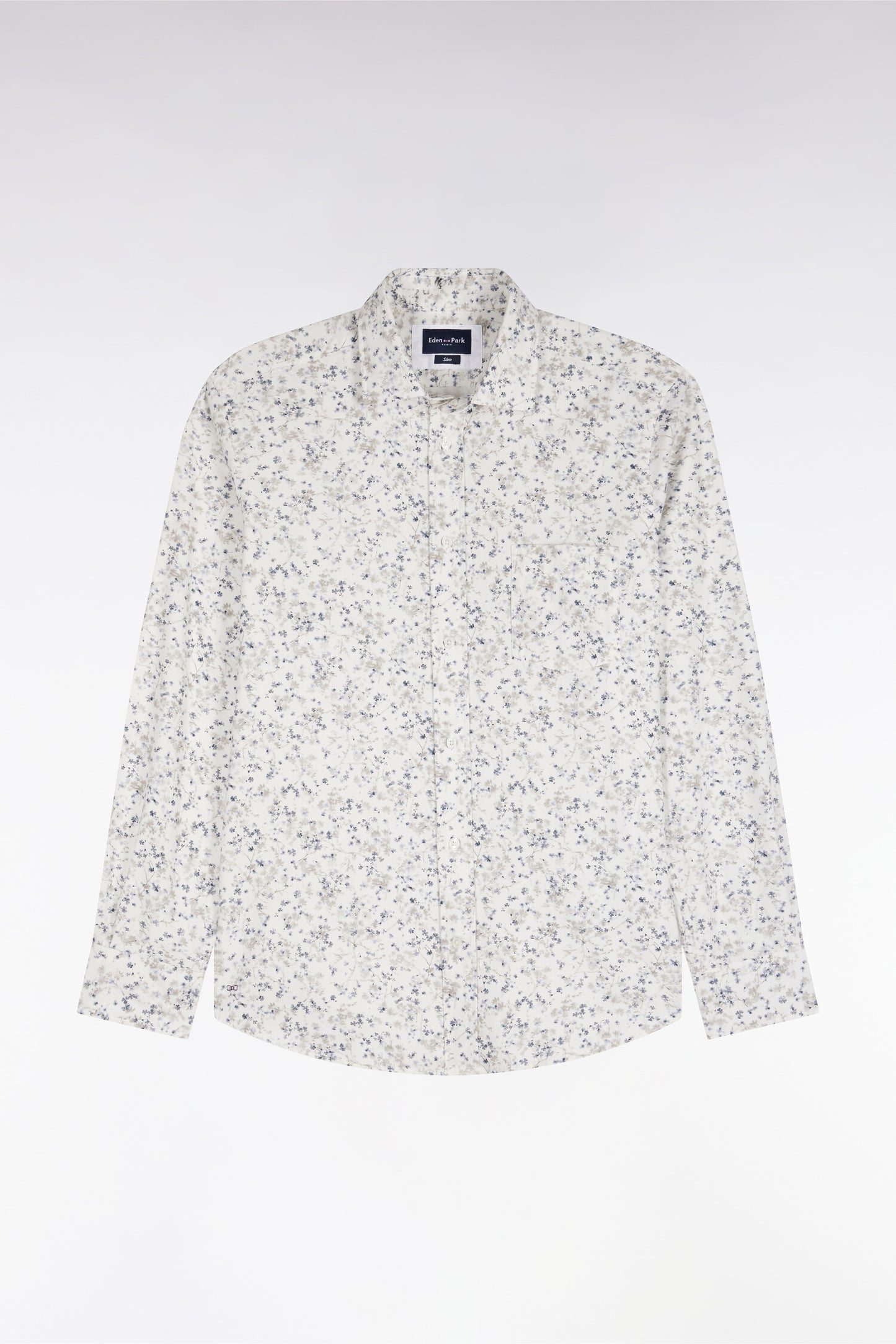 Chemise en coton écru à micromotifs coupe ajustée