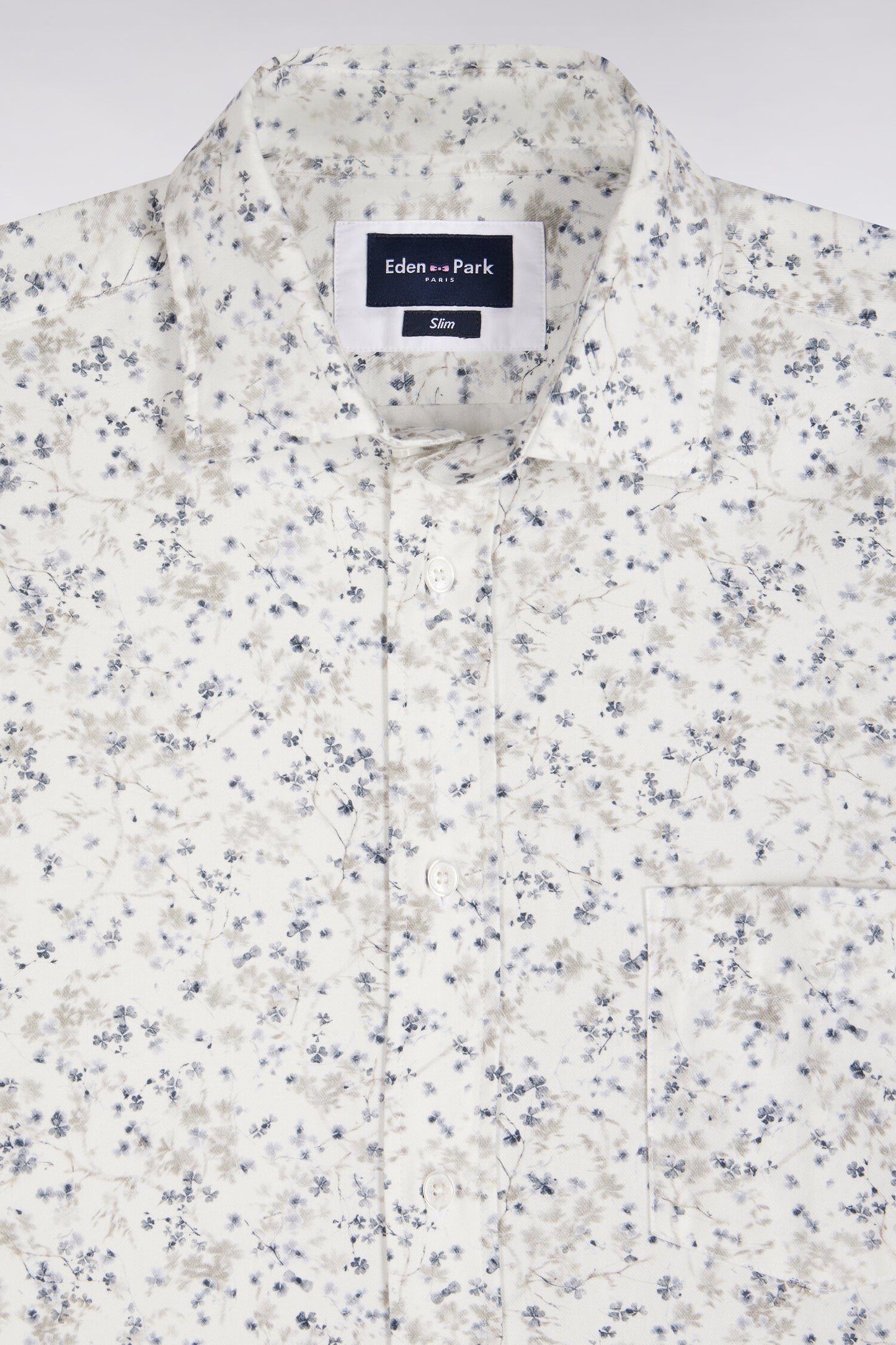 Chemise en coton écru à micromotifs coupe ajustée