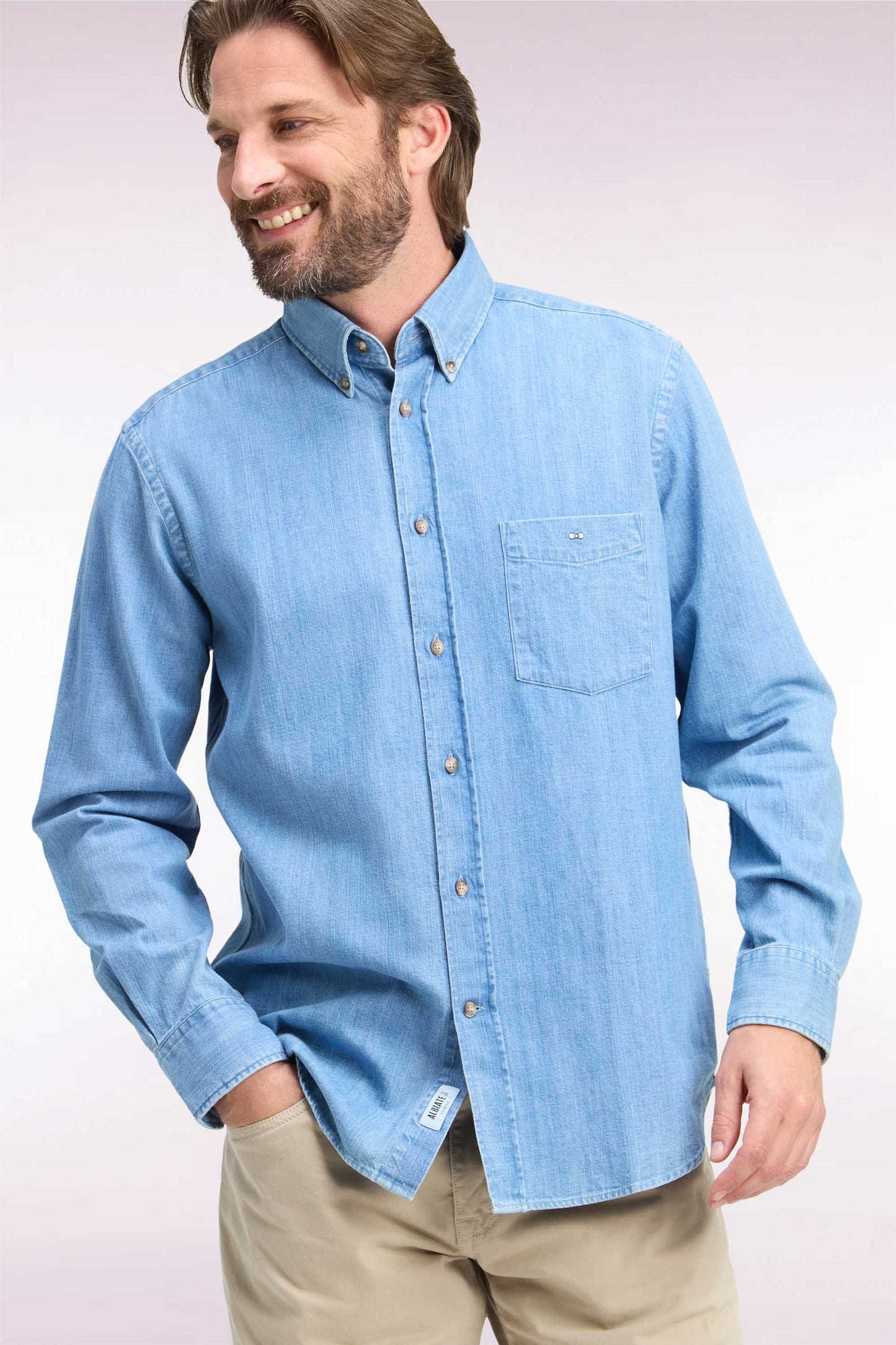Chemise en denim ciel coupe droite