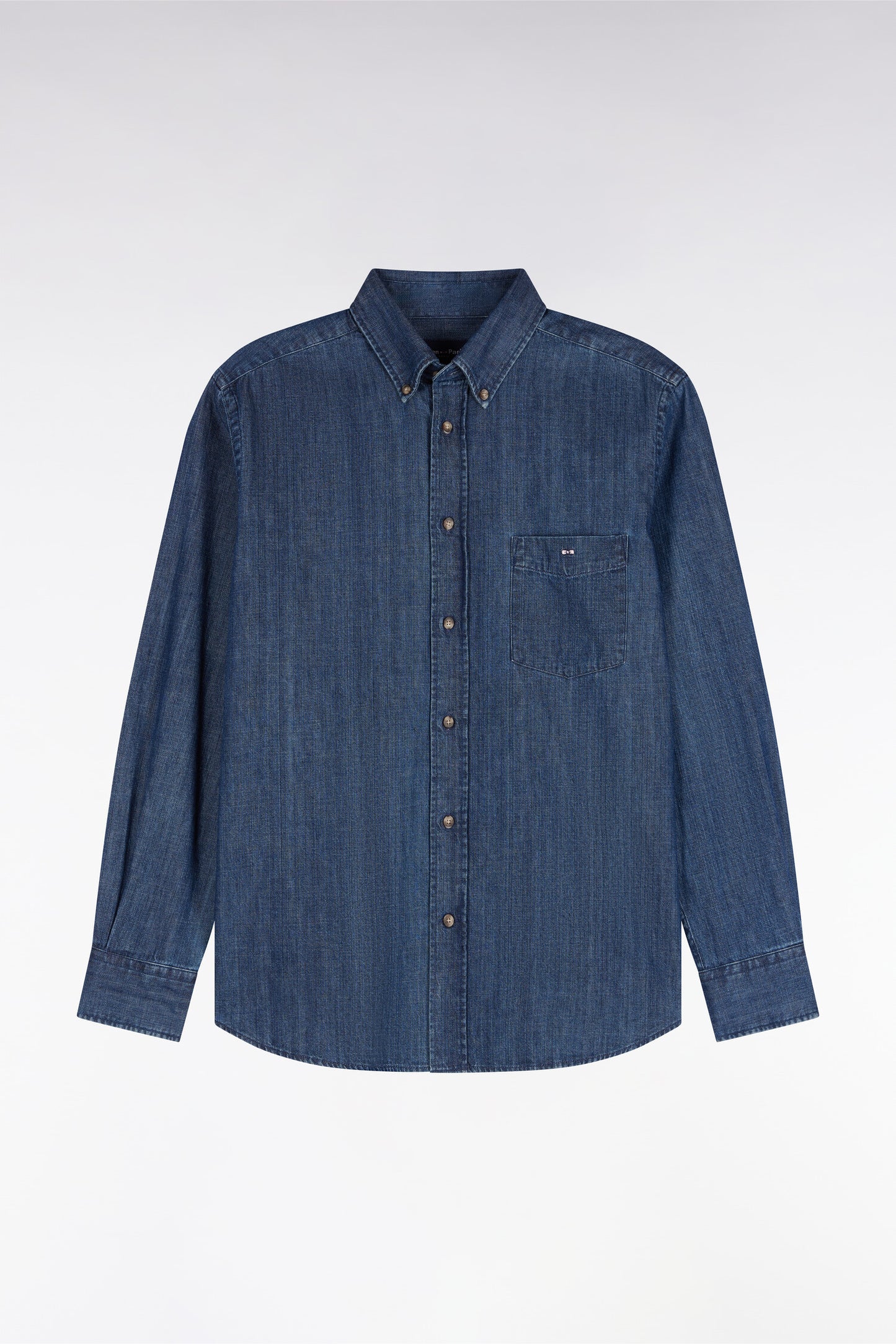 Chemise en coton denim brut coupe droite