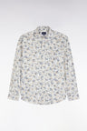 Straight cut ecru cotton shirt with plant print