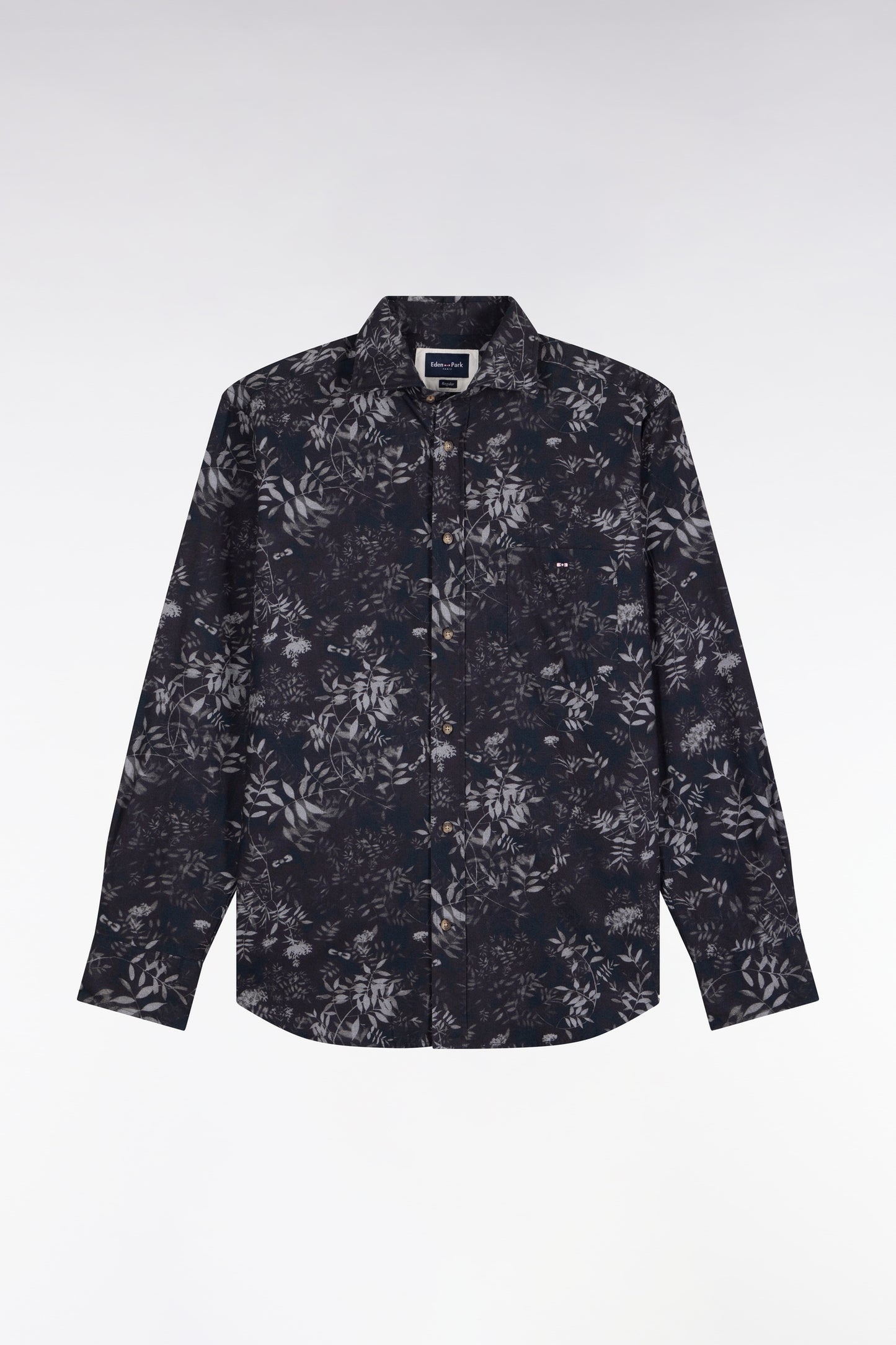 Chemise en coton à imprimé végétal coupe droite