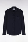 Chemise unie en coton marine coupe droite