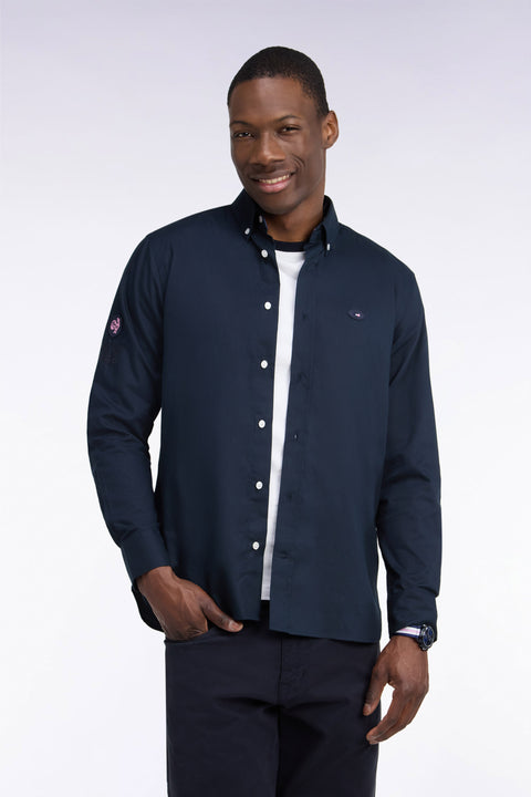 Chemise XV de France en coton marine patch dos coupe droite - Image 3