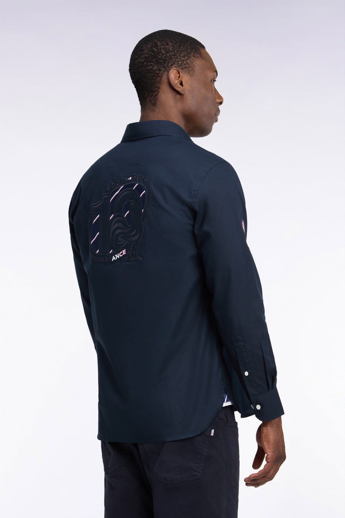 Chemise XV de France en coton marine patch dos coupe droite