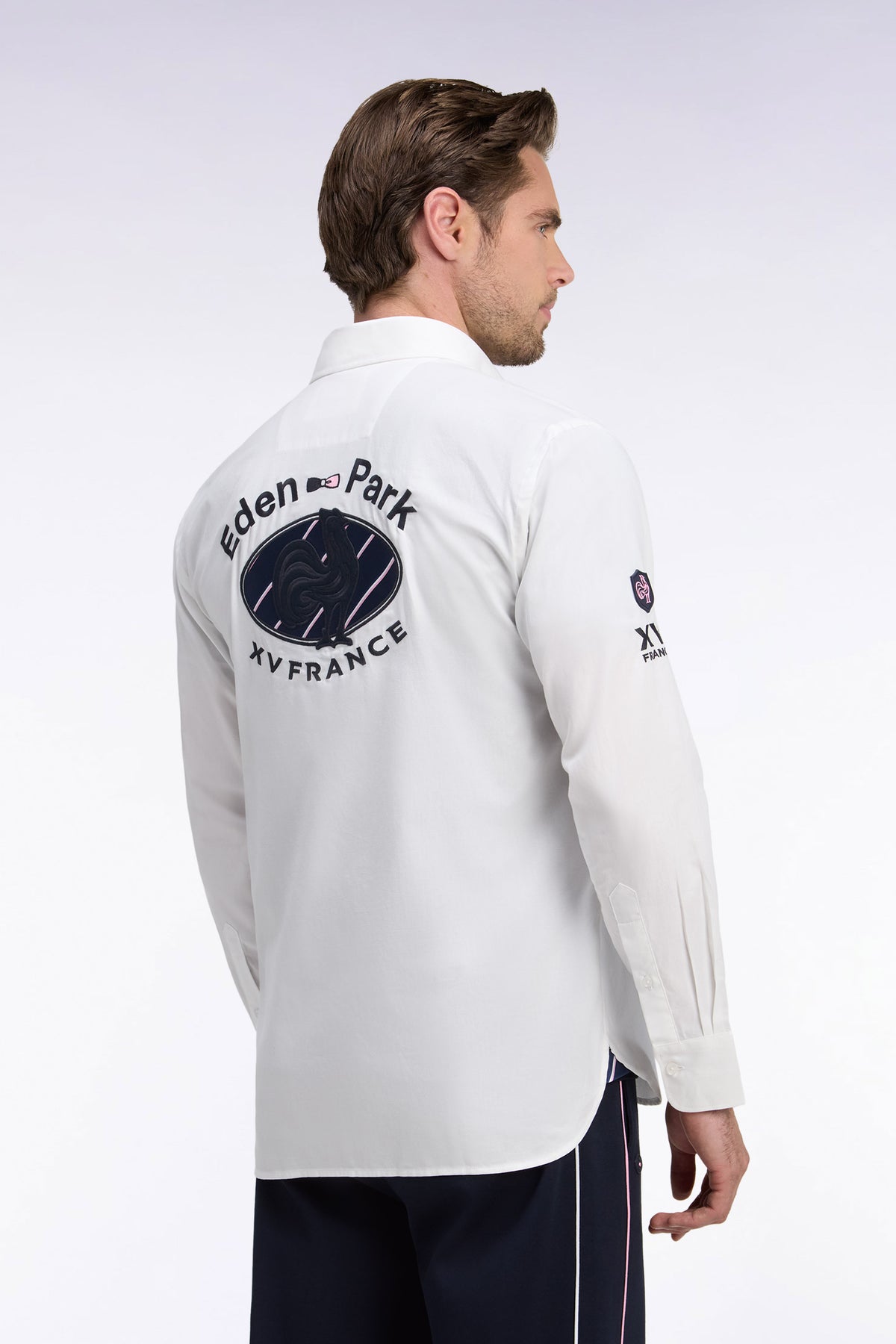 Chemise XV de France en coton blanc patch dos coupe droite