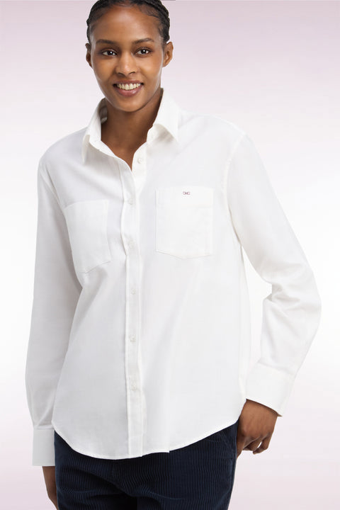 Chemise en coton écru à poches plaquées coupe décontractée - Image 1