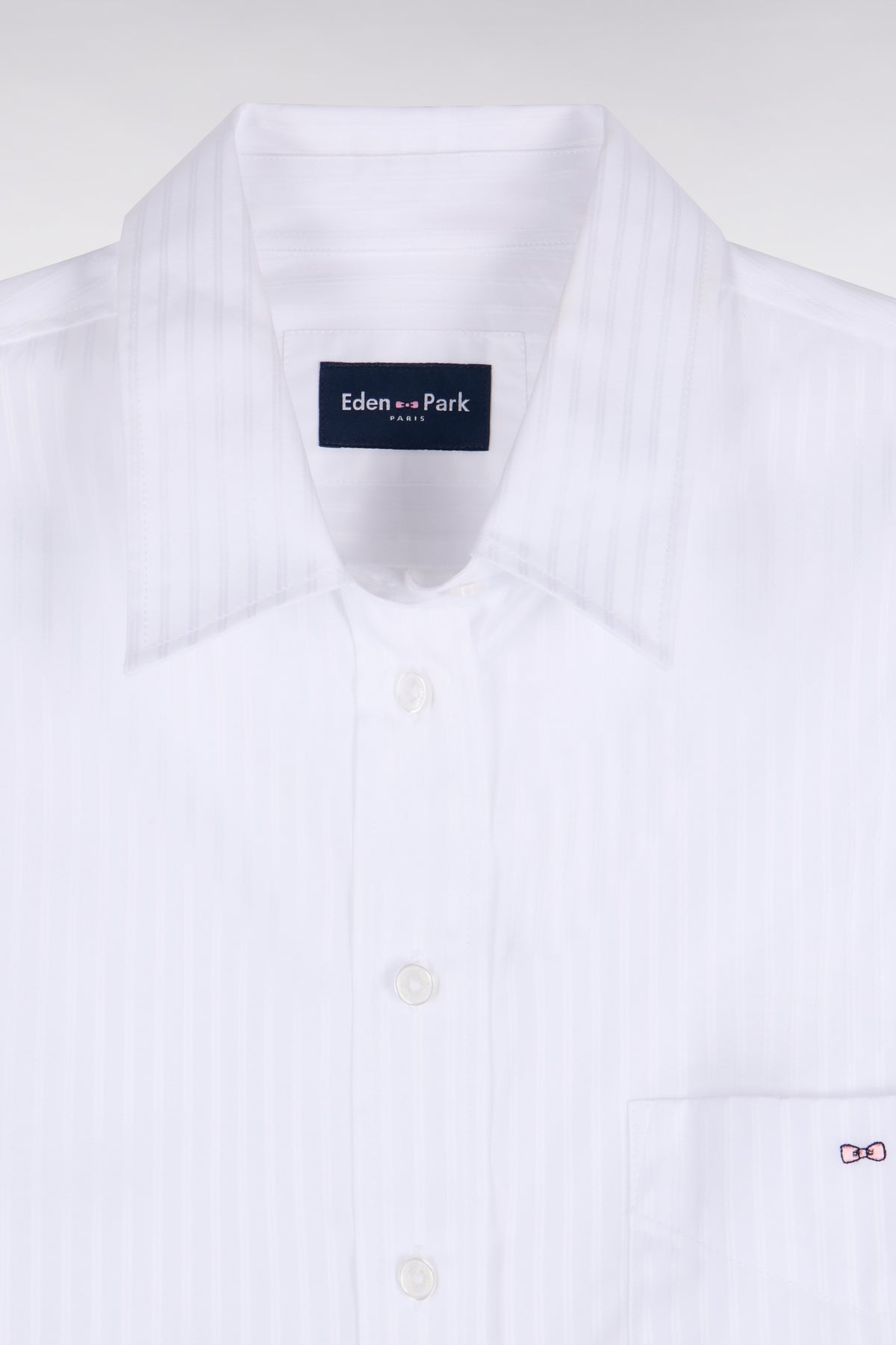 Chemise en coton blanc à rayures beige coupe Relaxed