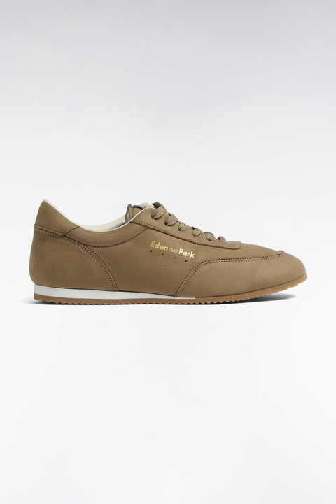 Baskets basses en cuir et nubuck beige - Image 1