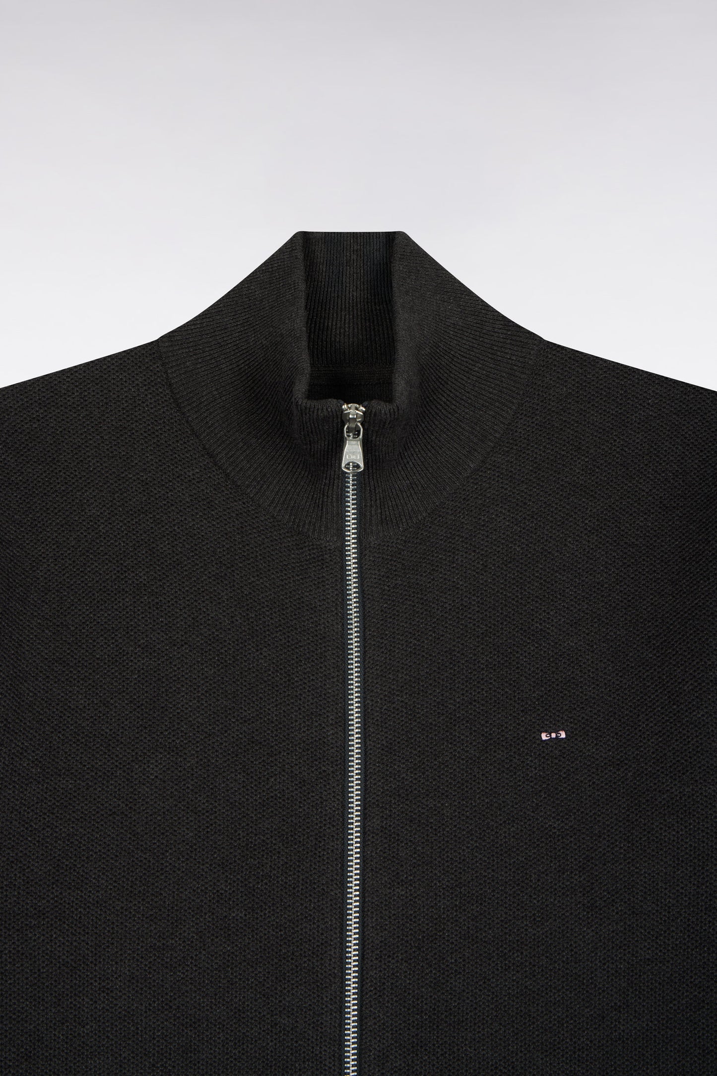 Cardigan zippé en coton gris anthracite coupe droite