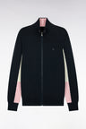 Straight cut navy cotton zipped cardigan