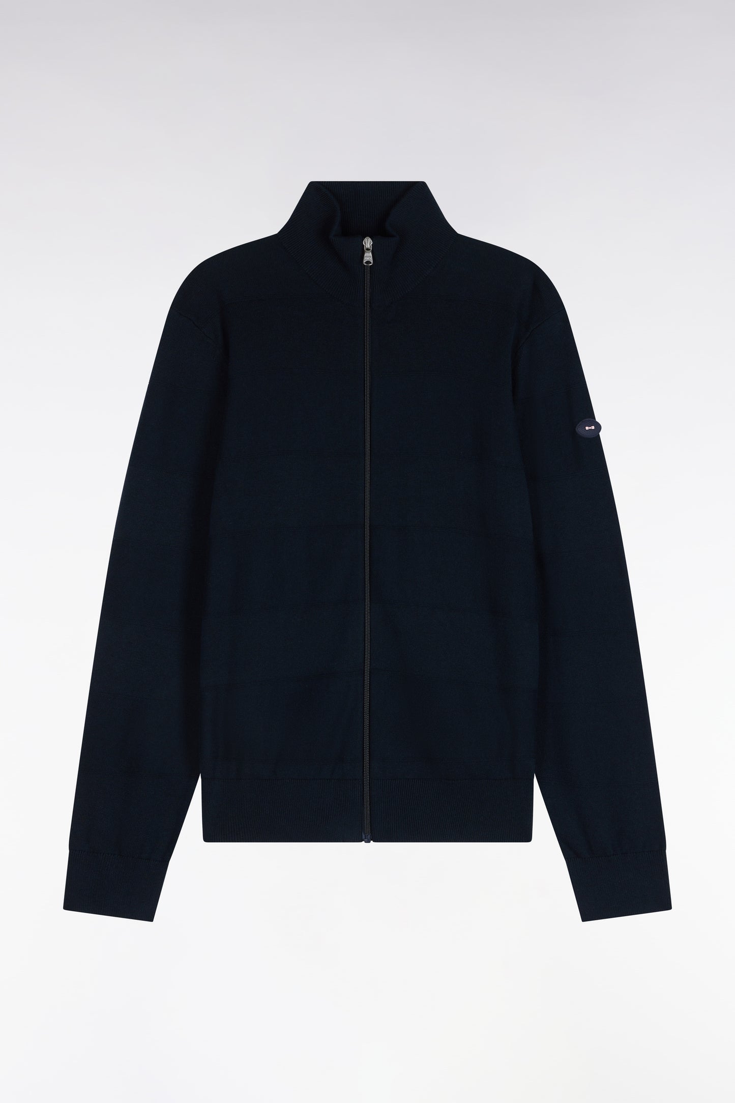 Cardigan golf en coton et viscose marine coupe droite
