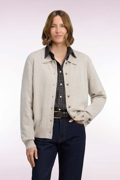 Beige virgin wool and cashmere cardigan - Image 3