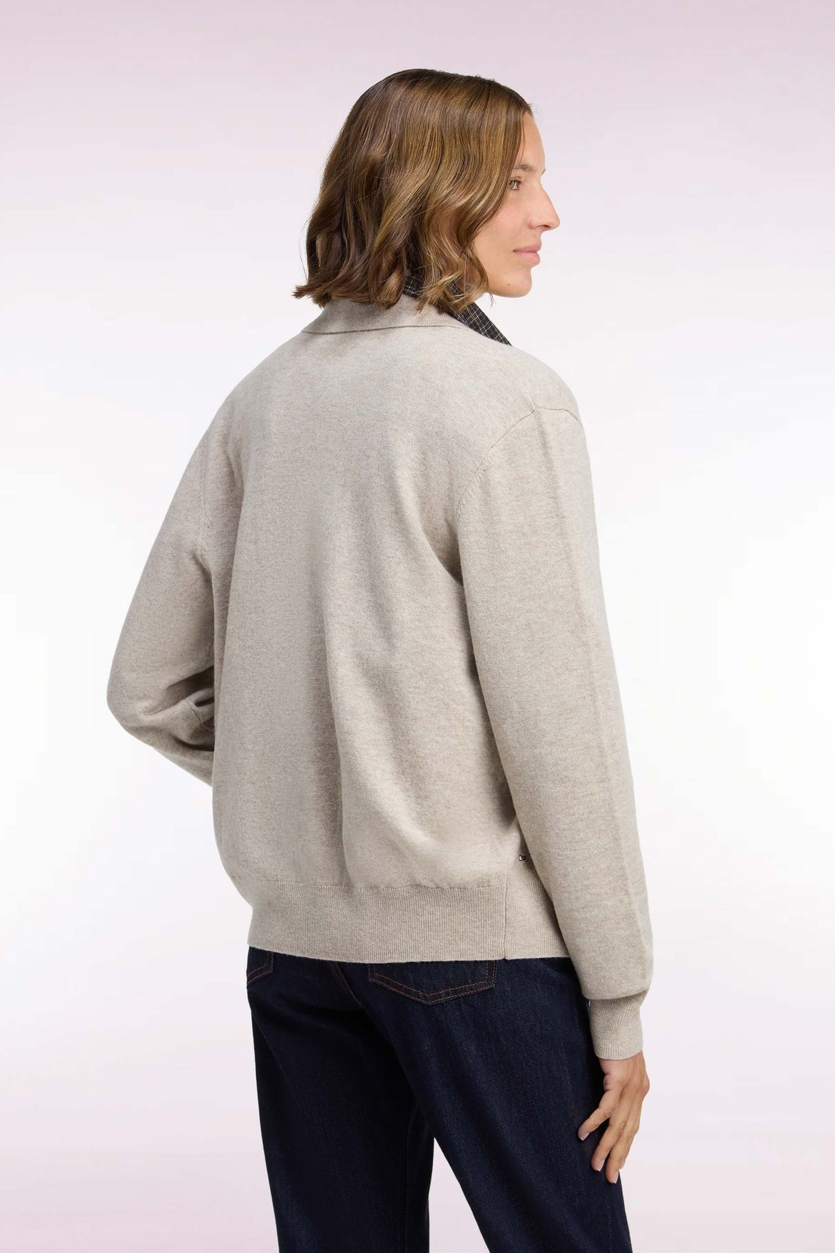 Beige virgin wool and cashmere cardigan