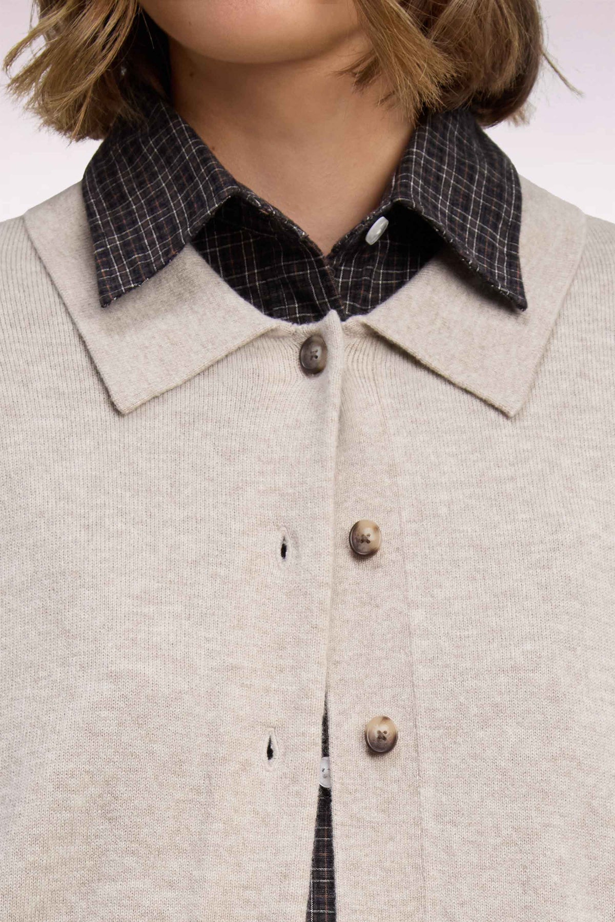 Beige virgin wool and cashmere cardigan