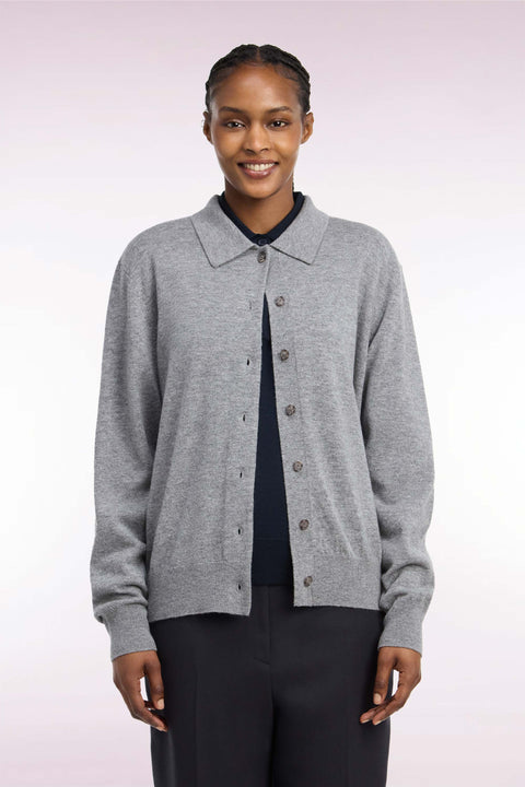Gray virgin wool and cashmere cardigan - Image 3