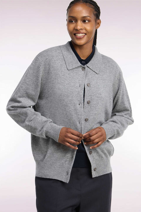 Gray virgin wool and cashmere cardigan - Image 1