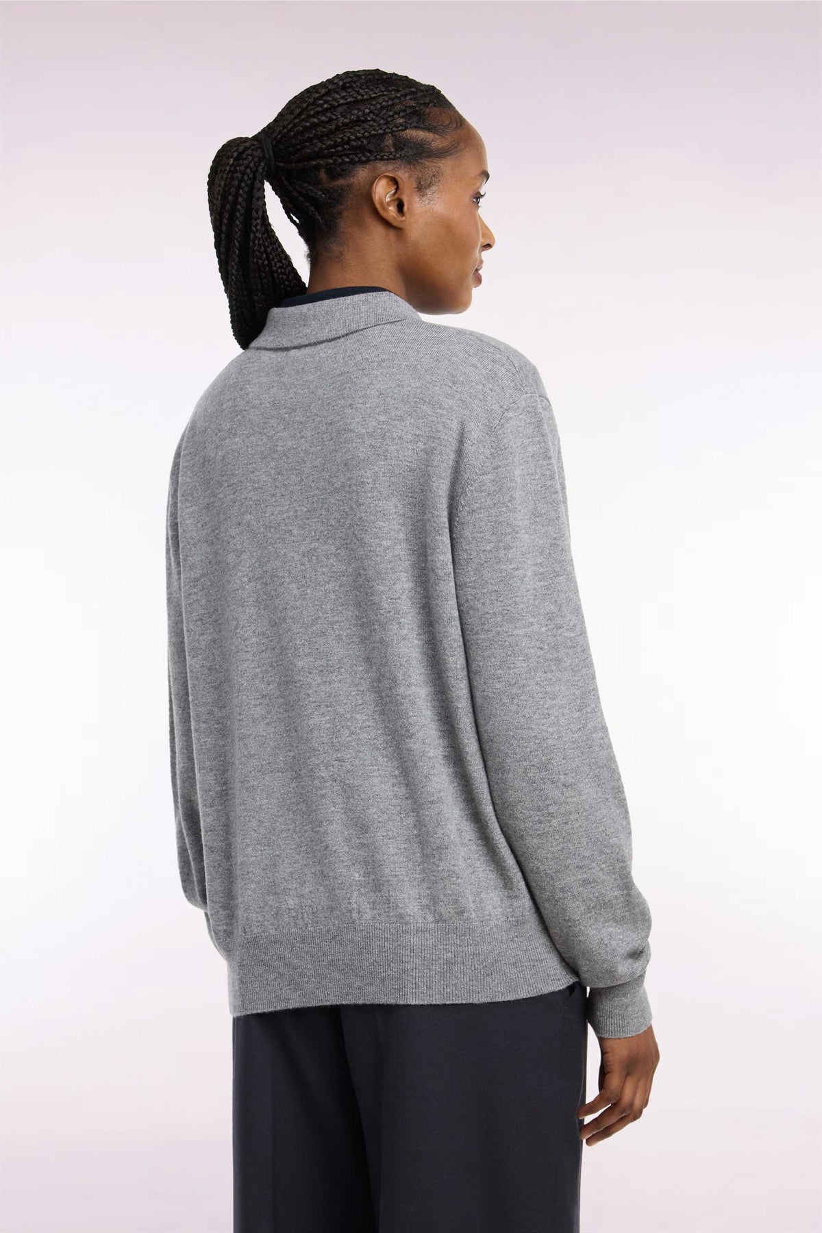 Gray virgin wool and cashmere cardigan