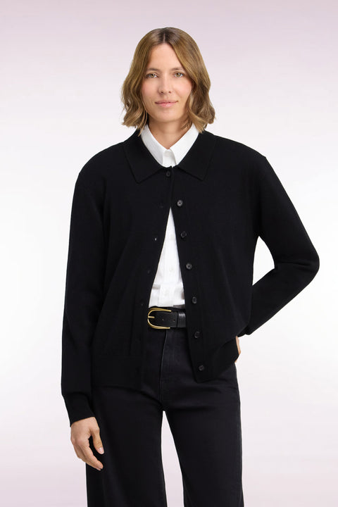 Black virgin wool and cashmere cardigan - Image 3