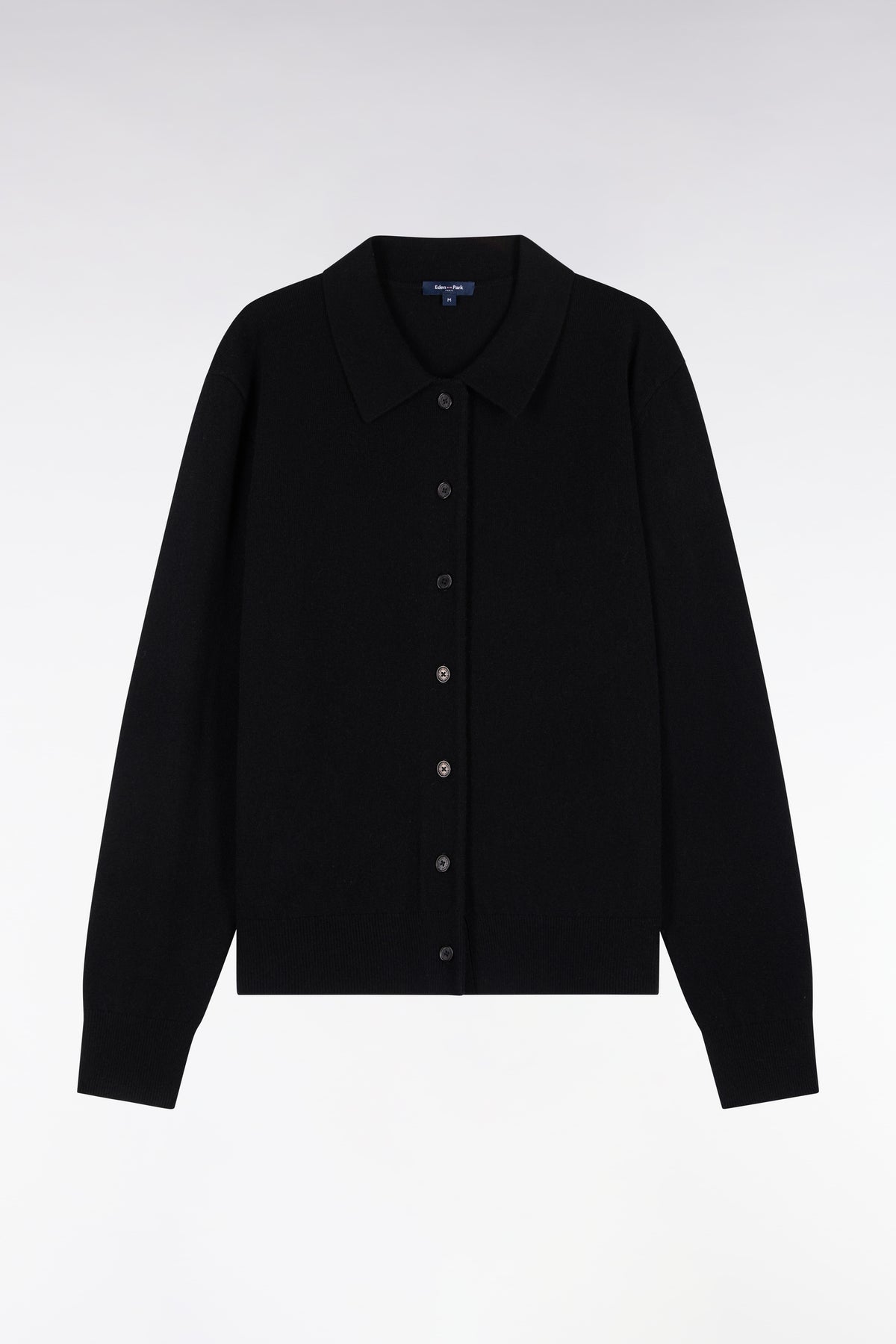 Black virgin wool and cashmere cardigan