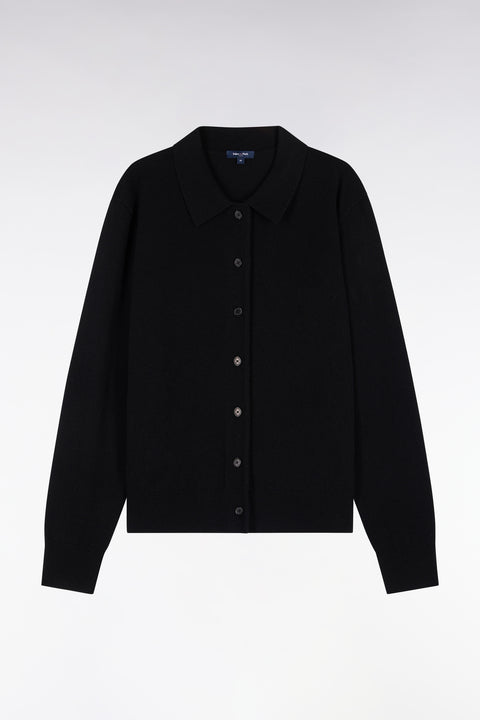 Black virgin wool and cashmere cardigan - Image 2