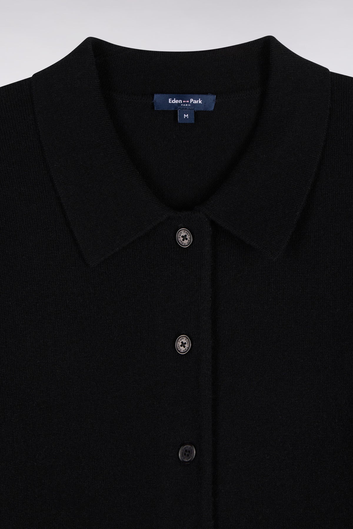Black virgin wool and cashmere cardigan