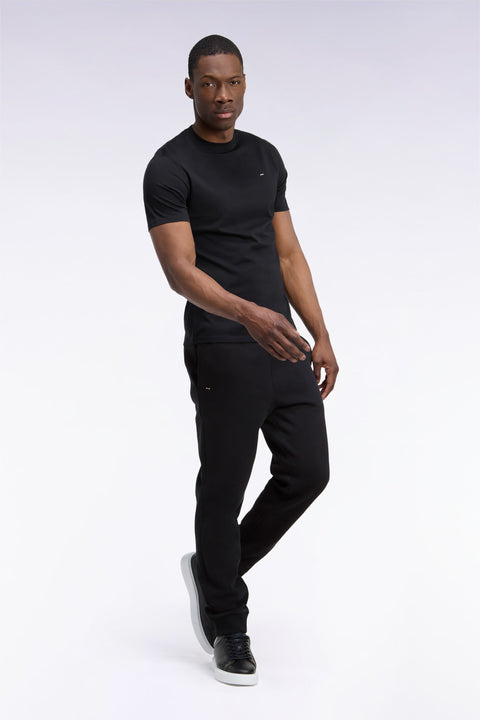Jogging uni en molleton coton noir coupe droite - Image 1