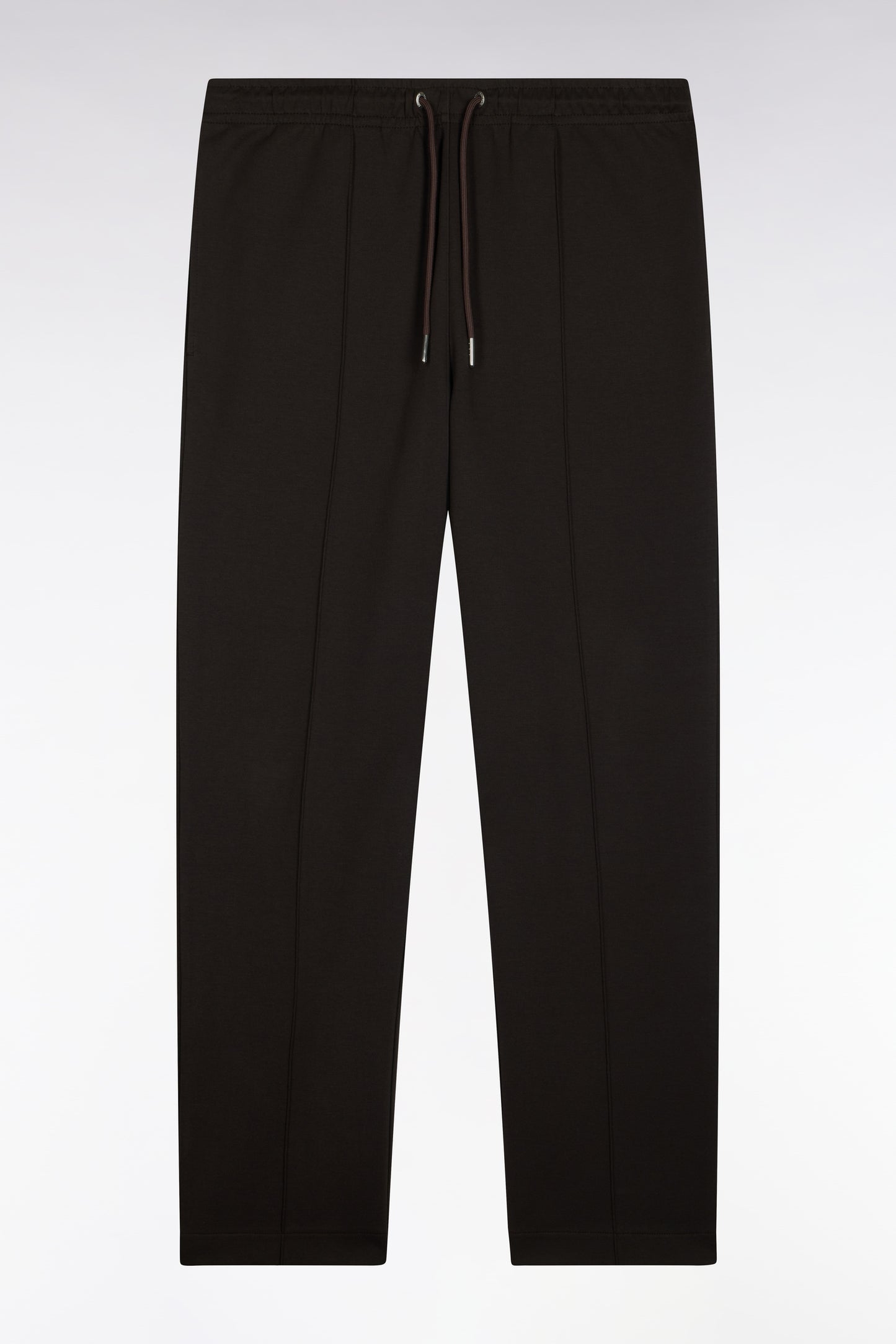 Jogging en interlock de coton stretch marron coupe droite