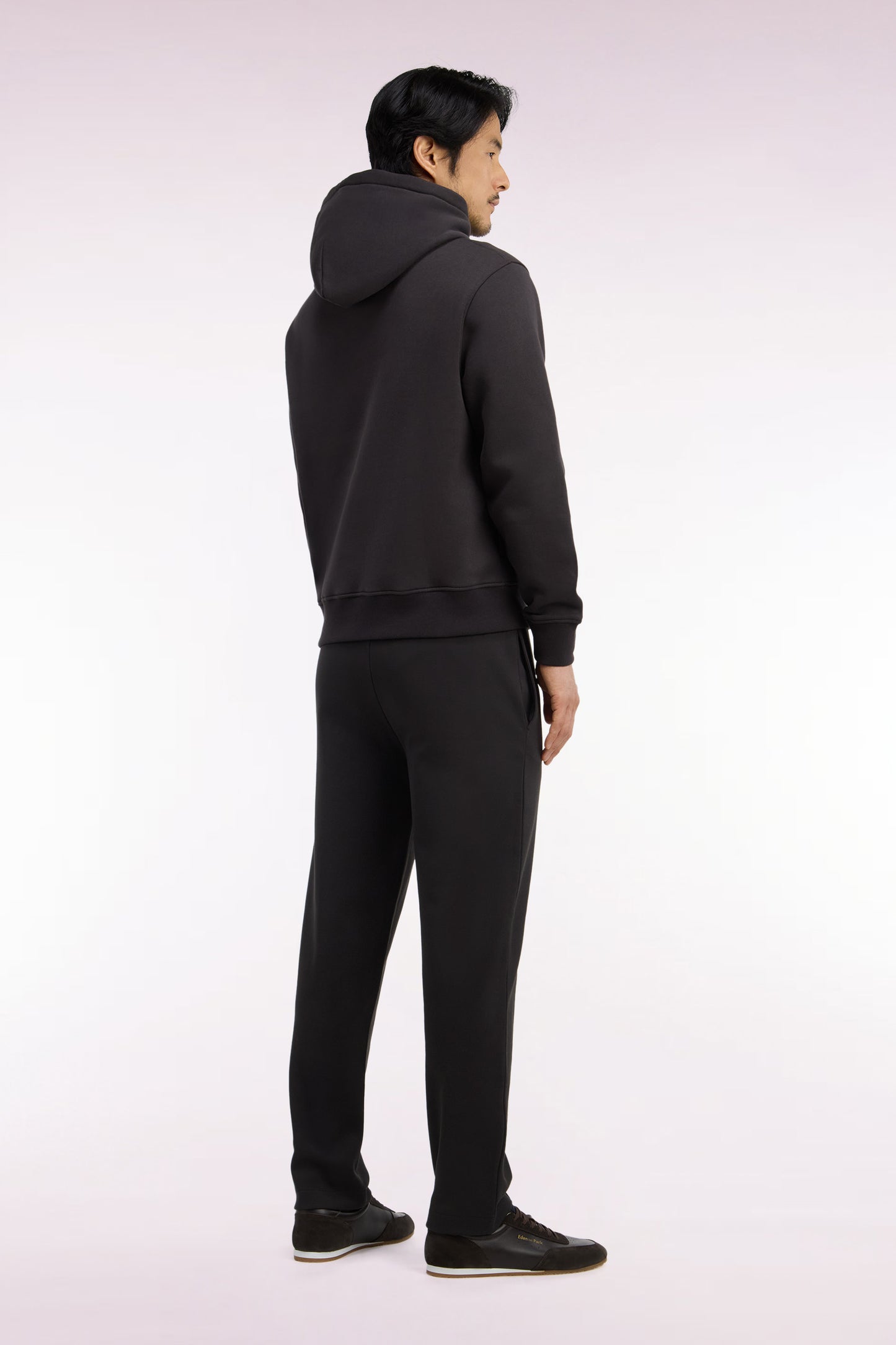Jogging en interlock de coton stretch marron coupe droite