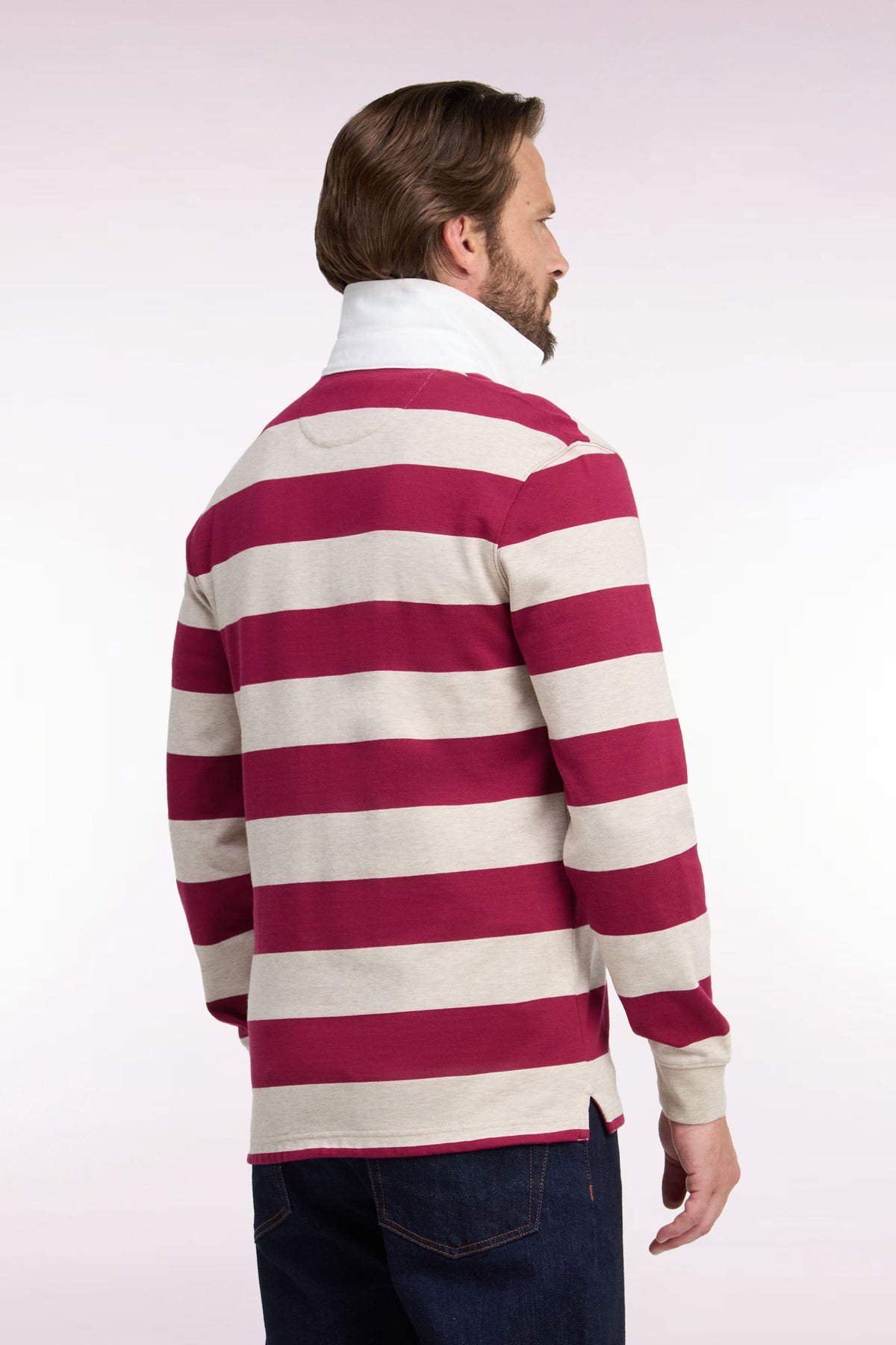 Maillot manches longues en jersey de coton rayé rouge