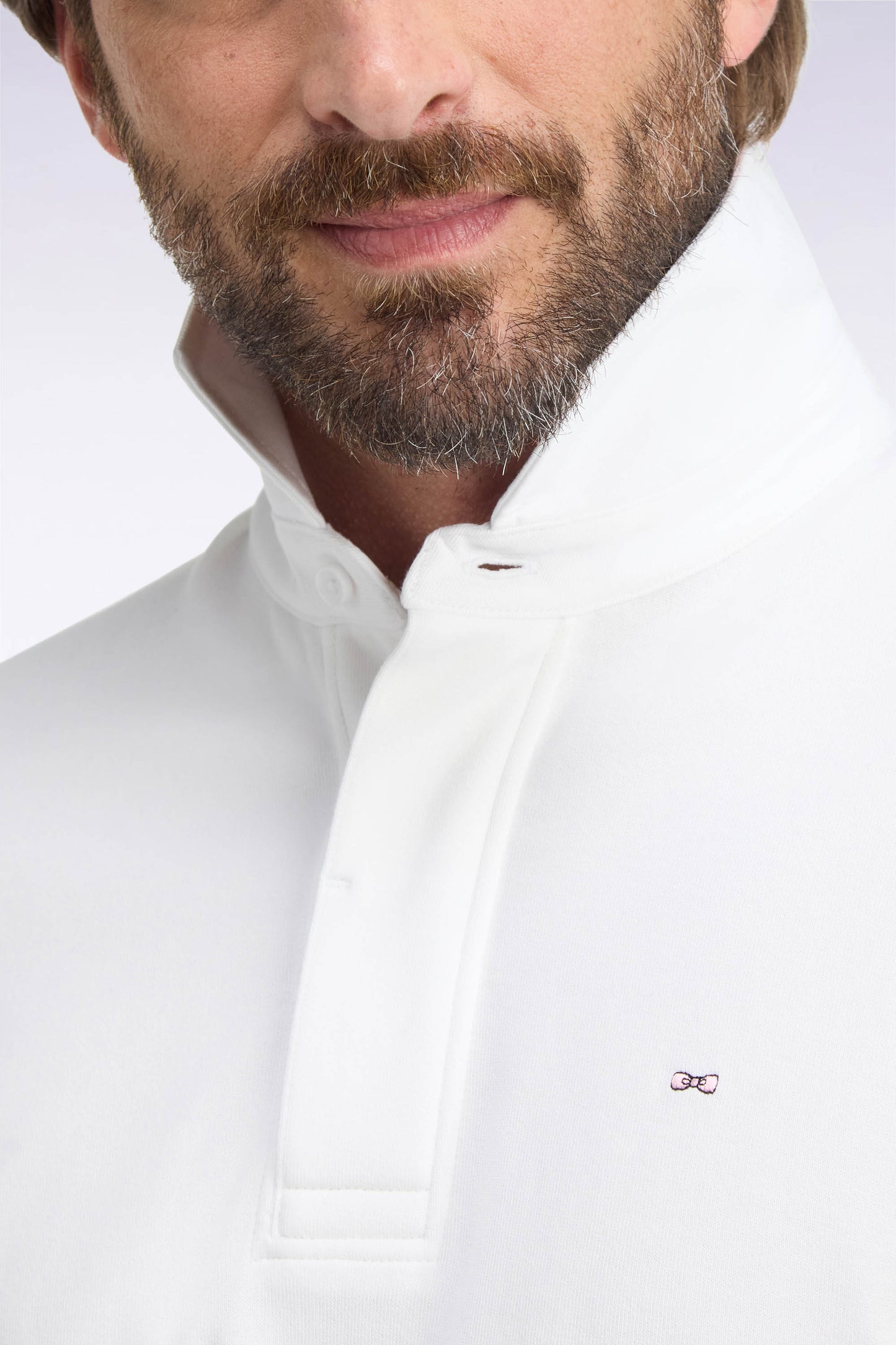Maillot manches longues en coton Pima blanc coupe droite