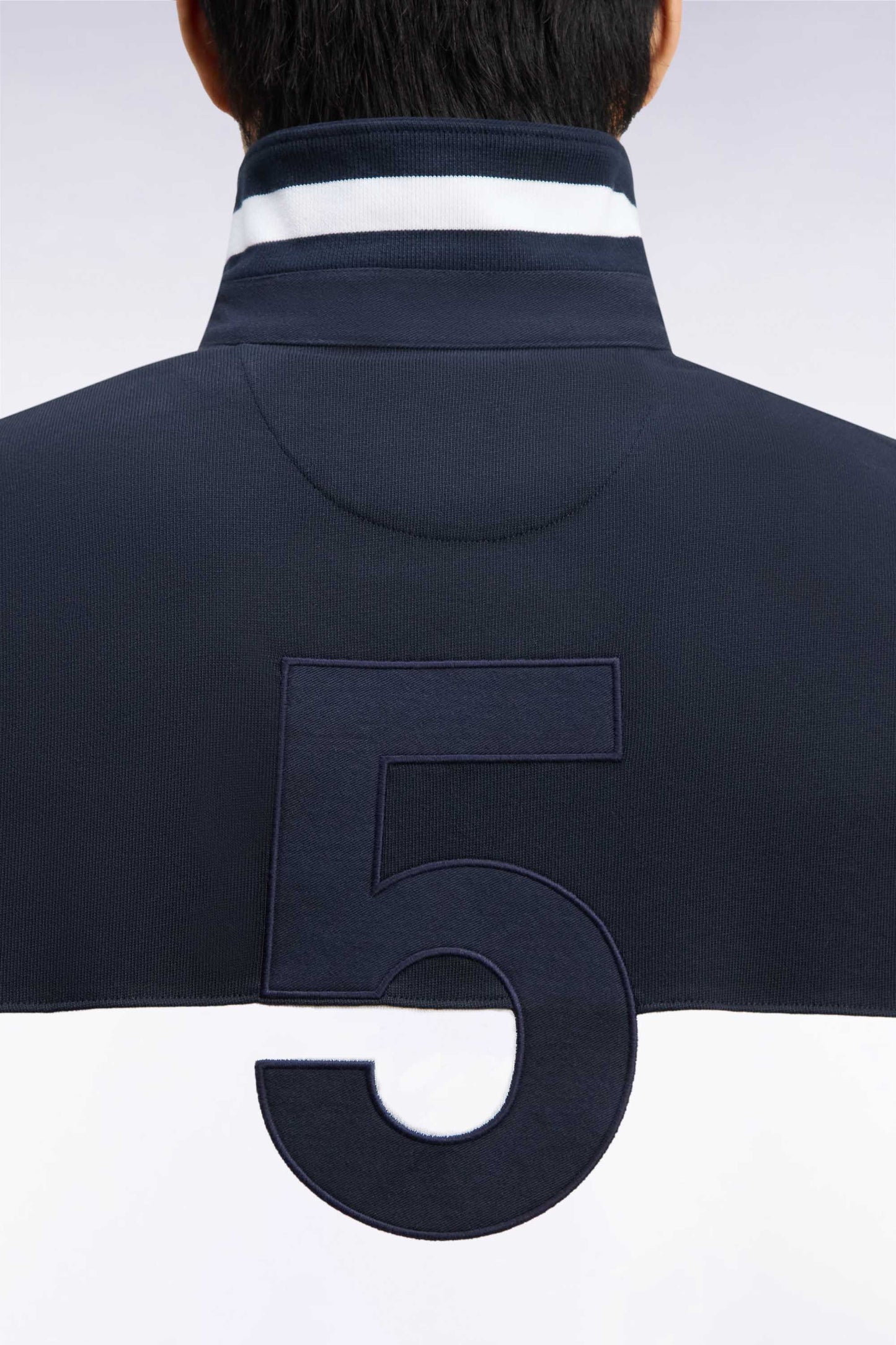 Maillot manches longues coupé cousu en jersey de coton marine broderie 5