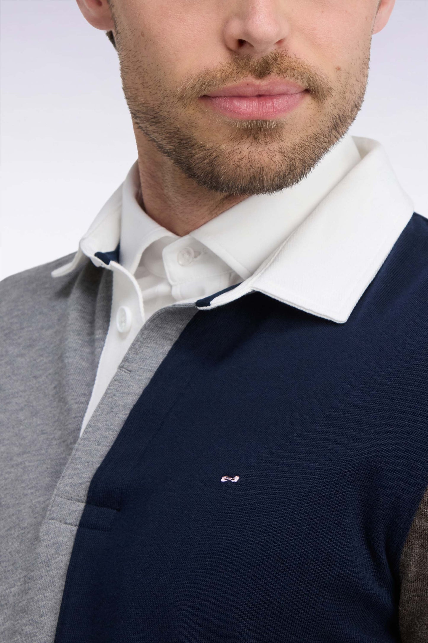 Maillot manches longues en jersey coton à découpe verticale gris