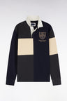 Long-sleeved jersey in gray tricolor combed cotton jersey, straight cut