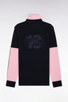 Maillot manches longues en jersey de coton marine et rose