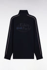 Long-sleeved jersey in navy jersey with pink piping