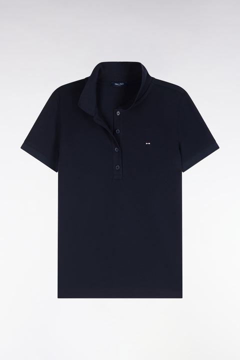 Polo manches courtes en coton stretch marine coupe ajustée - Image 2