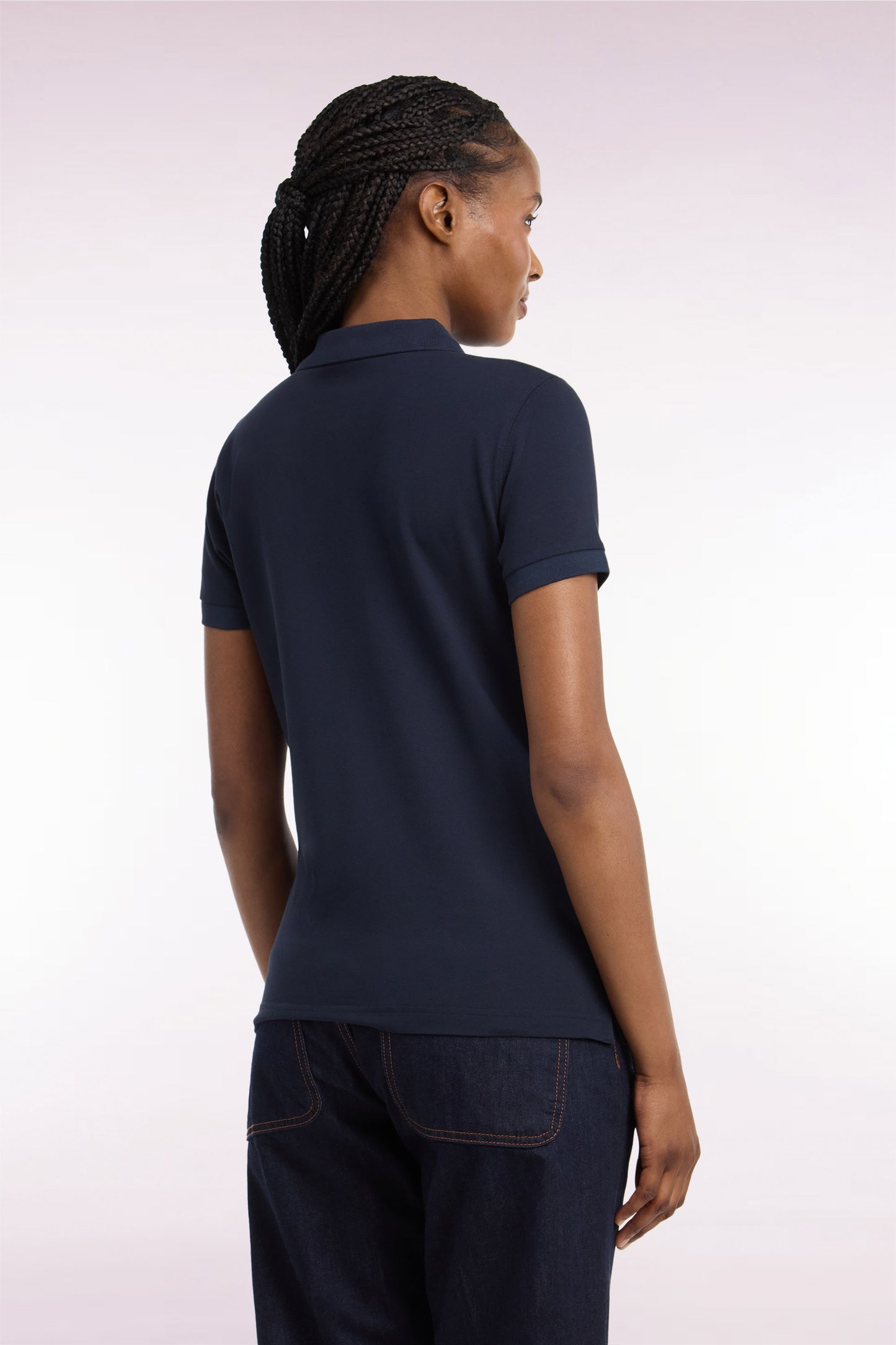 Polo manches courtes en coton stretch marine coupe ajustée
