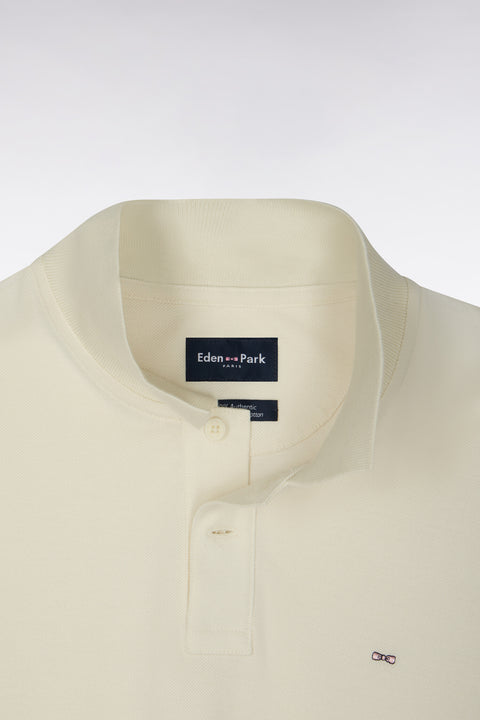 Polo manches courtes en coton Pima écru coupe droite - Image 2