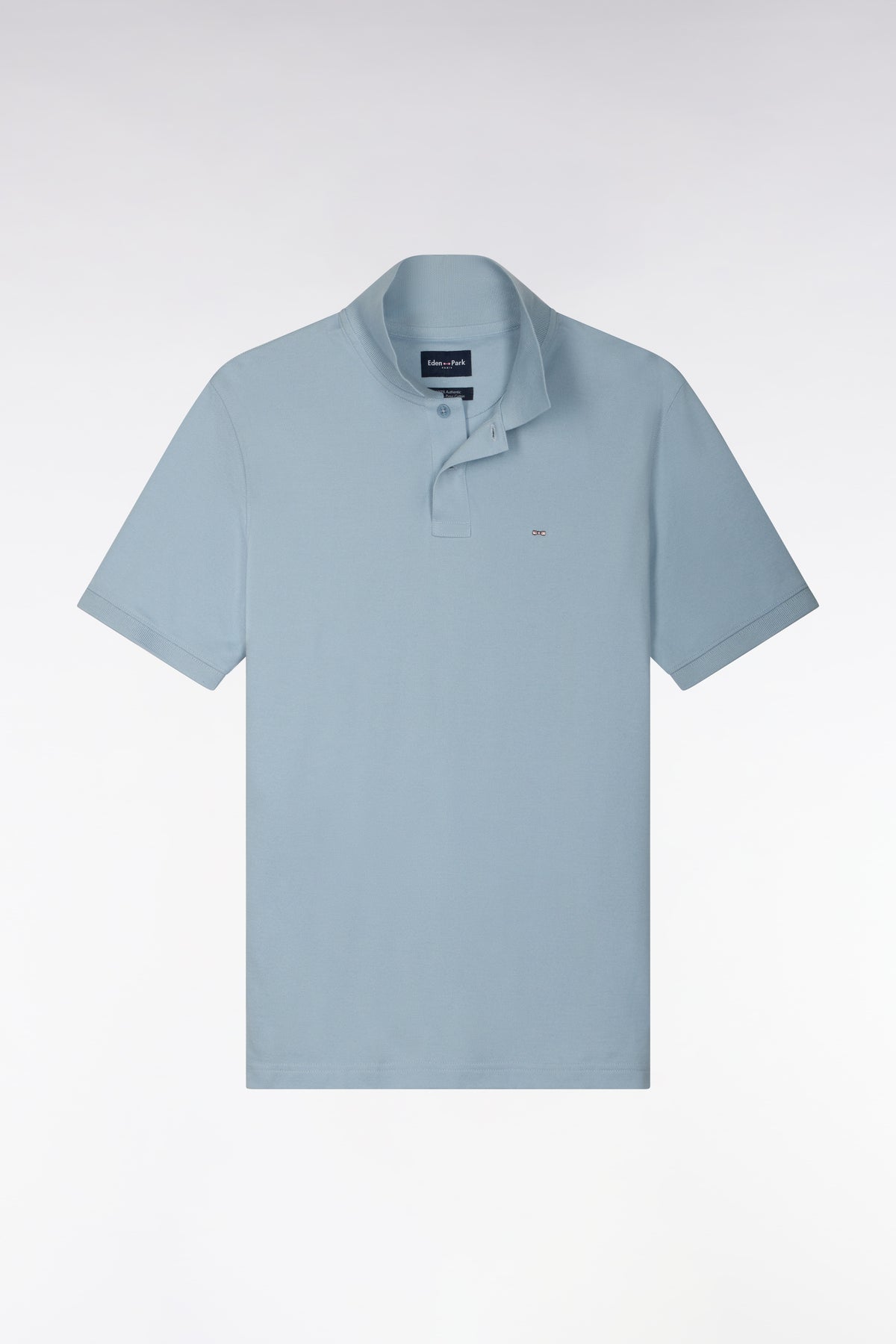 Polo manches courtes en coton Pima ciel coupe droite