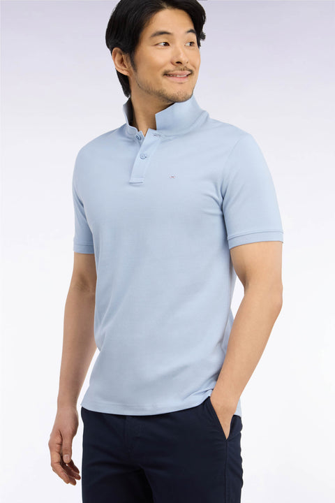 Polo manches courtes en coton Pima ciel coupe droite - Image 1