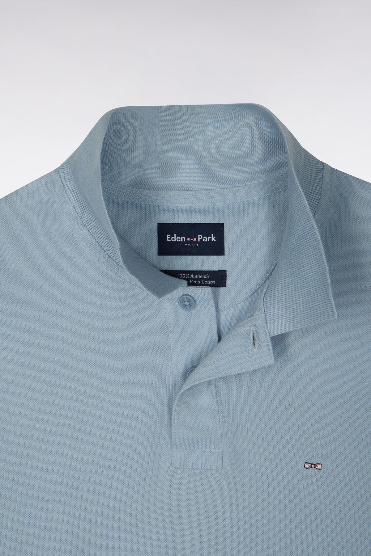 Polo manches courtes en coton Pima ciel coupe droite