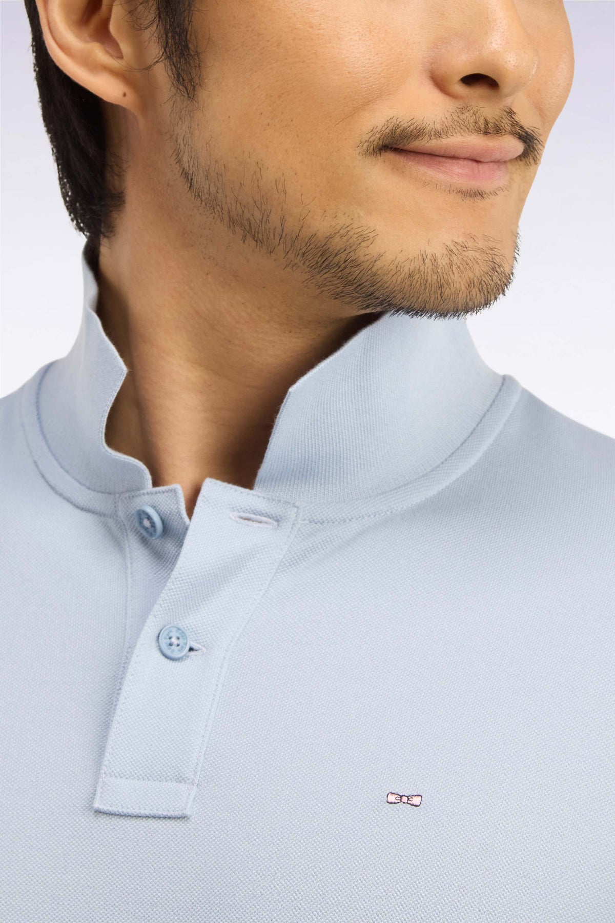 Polo manches courtes en coton Pima ciel coupe droite