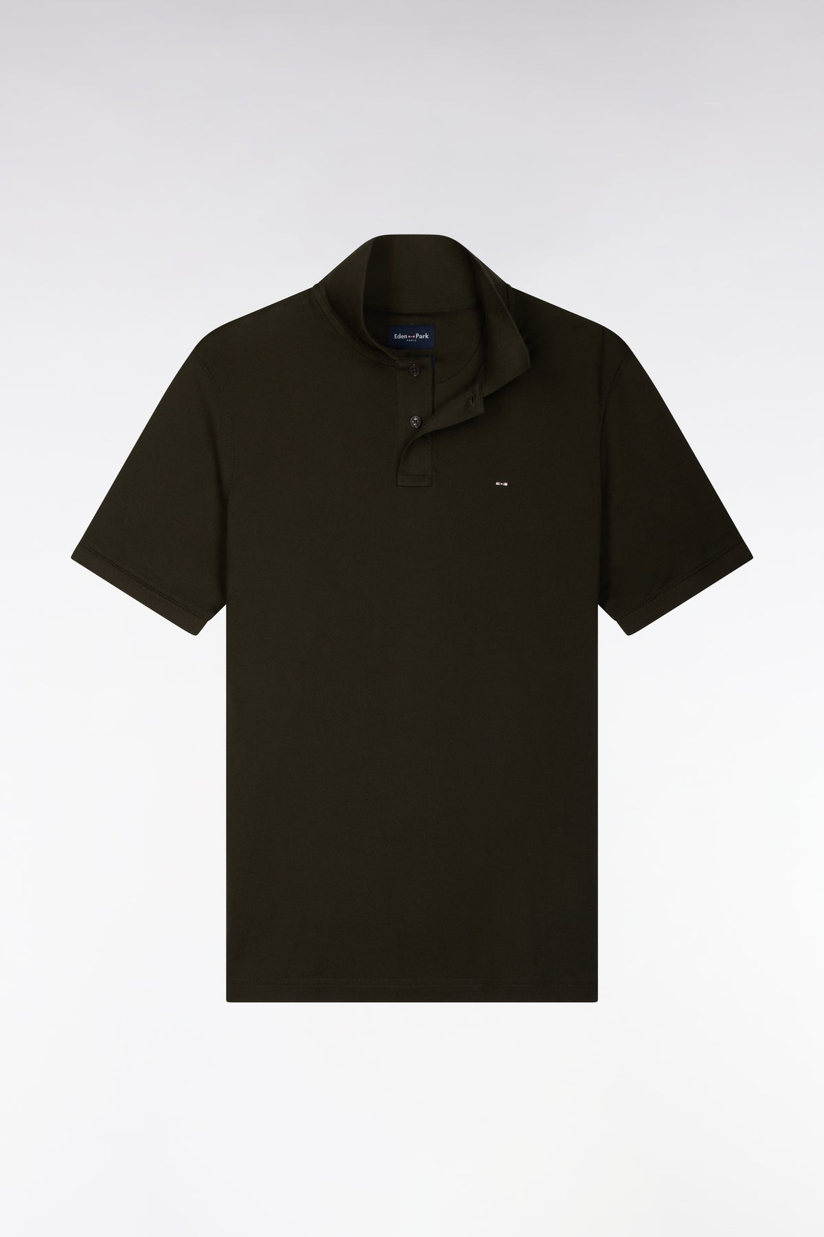 Polo manches courtes en coton Pima kaki coupe droite
